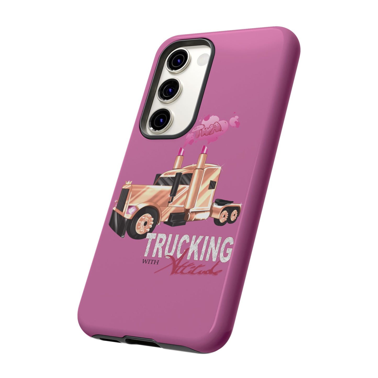 Trucking Phone Case - Tough Cases with Pink Truck Design