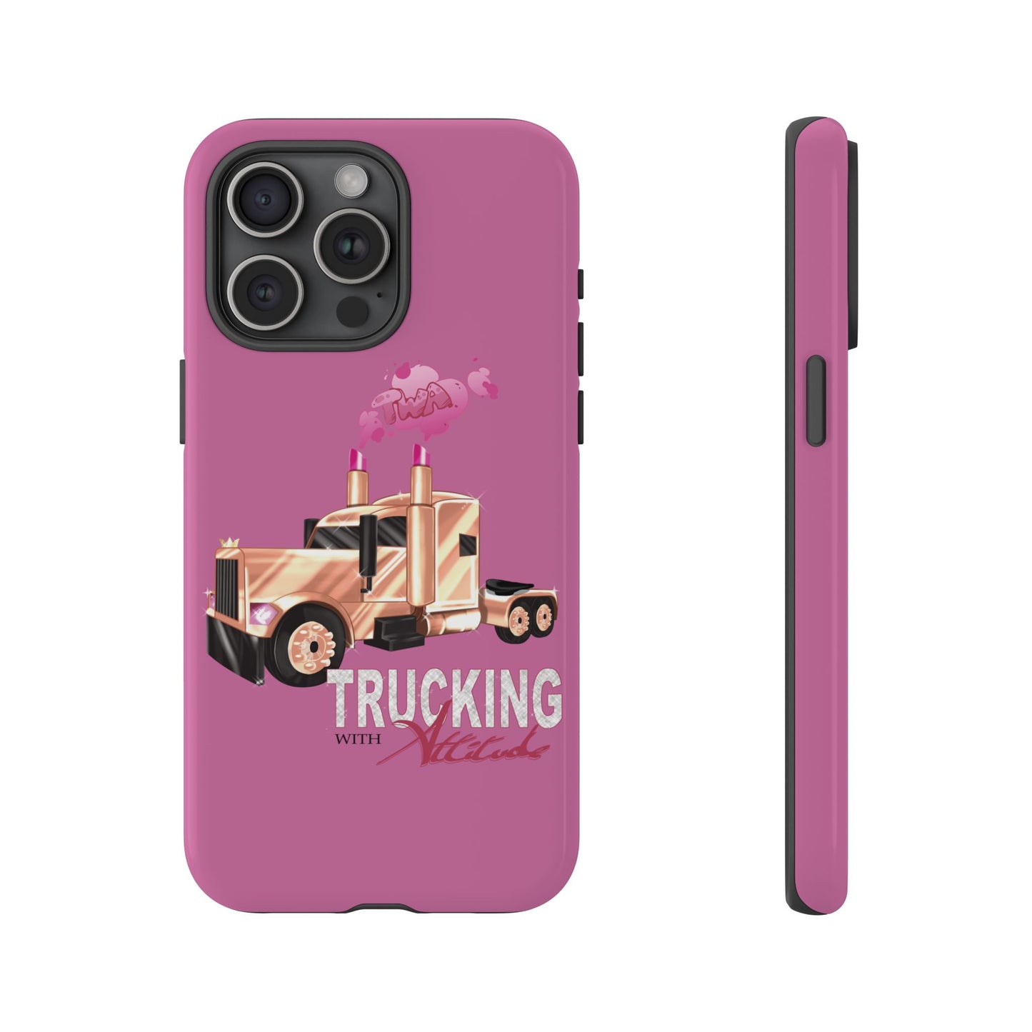 Trucking Phone Case - Tough Cases with Pink Truck Design