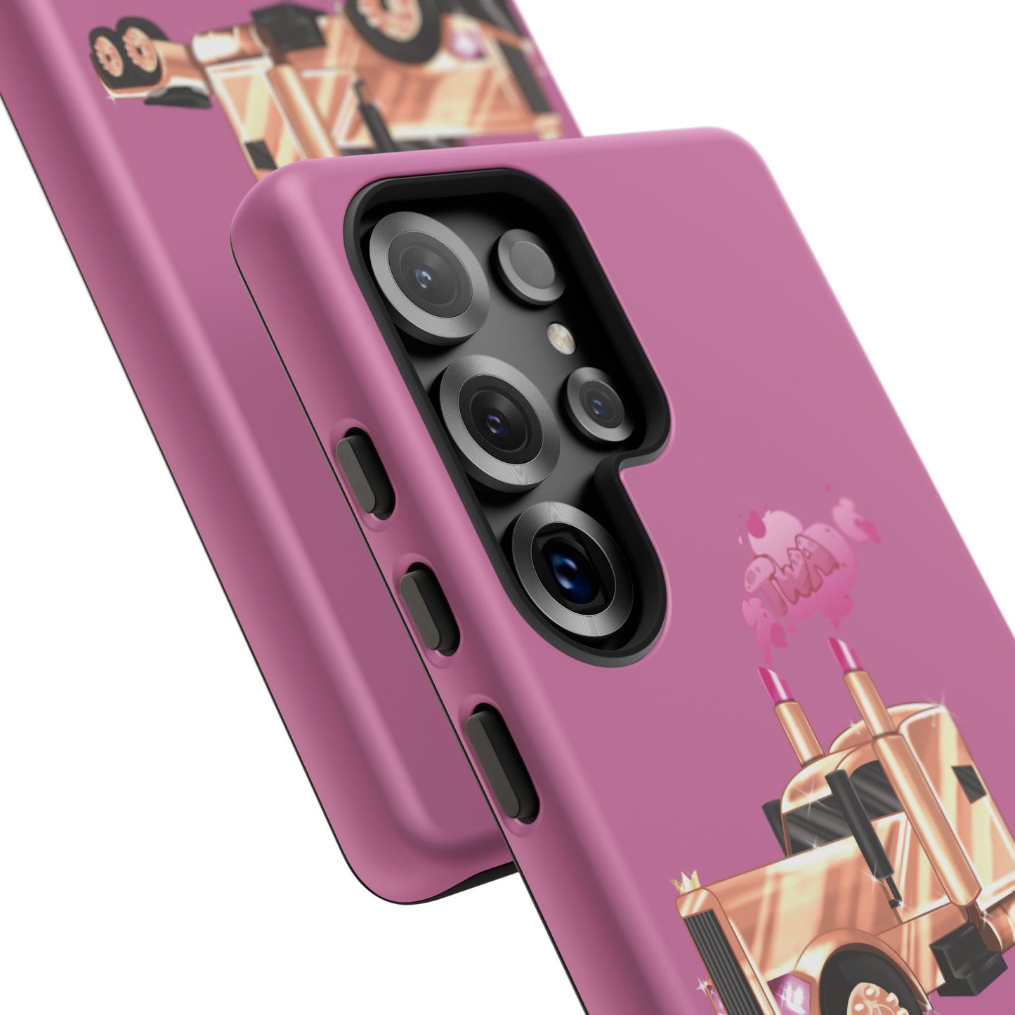 Trucking Phone Case - Tough Cases with Pink Truck Design