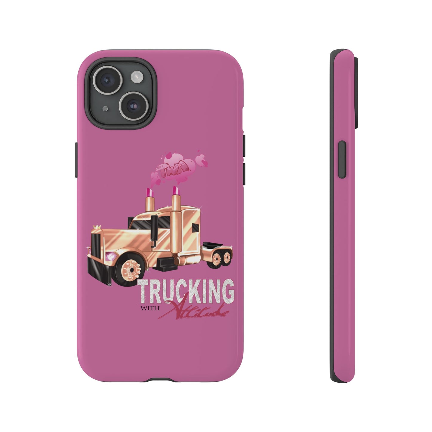 Trucking Phone Case - Tough Cases with Pink Truck Design