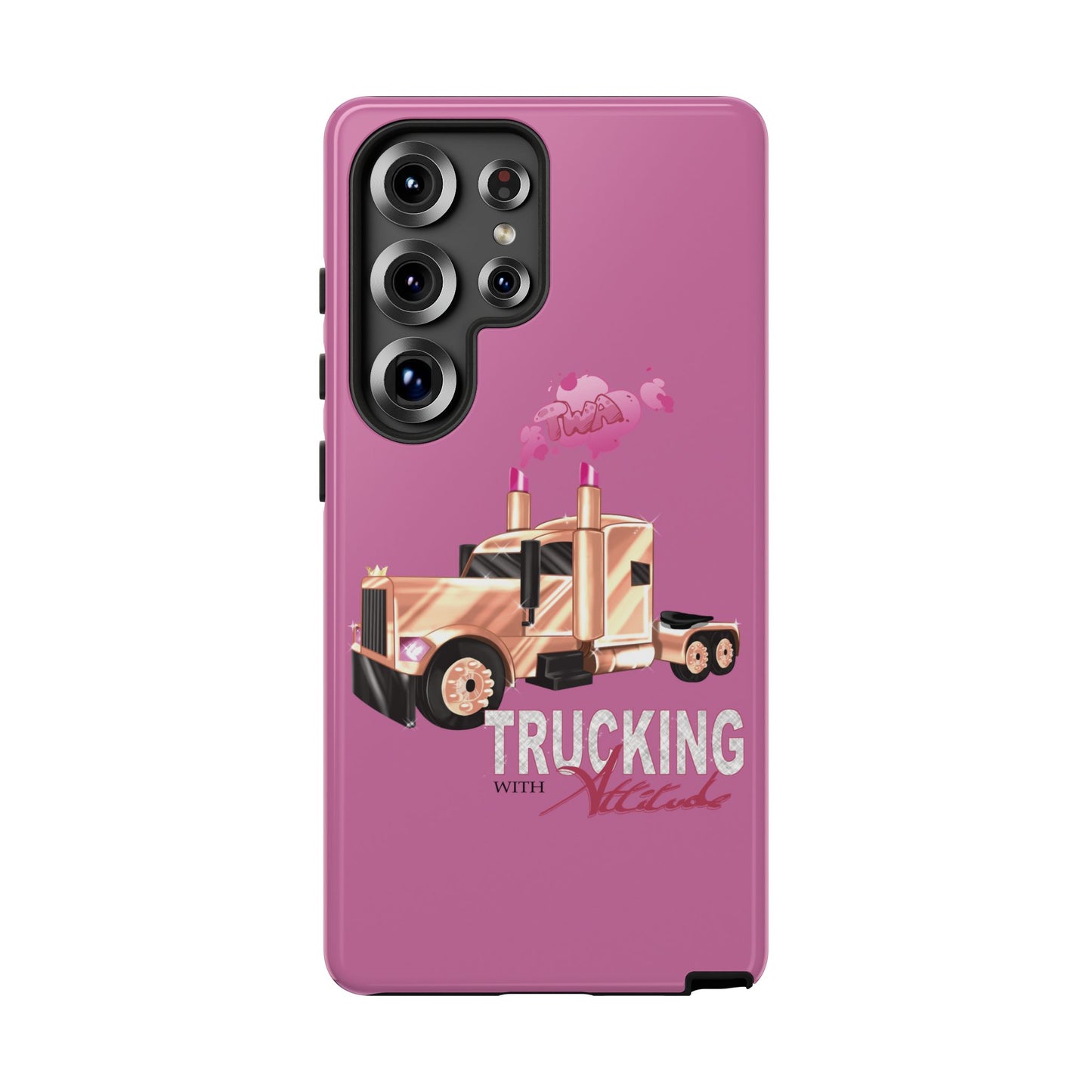 Trucking Phone Case - Tough Cases with Pink Truck Design