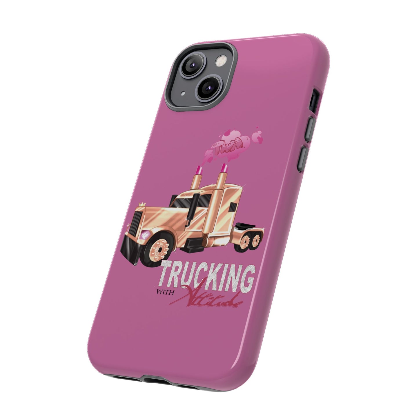 Trucking Phone Case - Tough Cases with Pink Truck Design