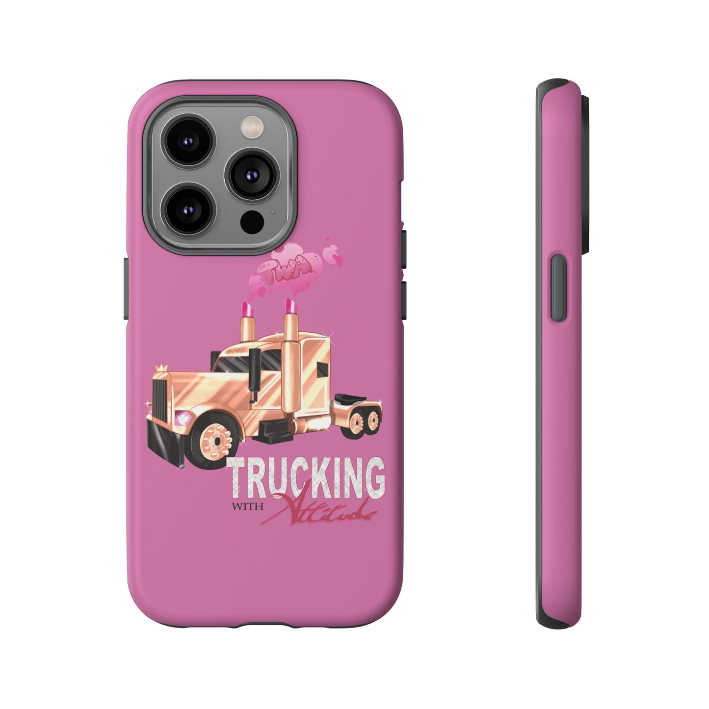 Trucking Phone Case - Tough Cases with Pink Truck Design
