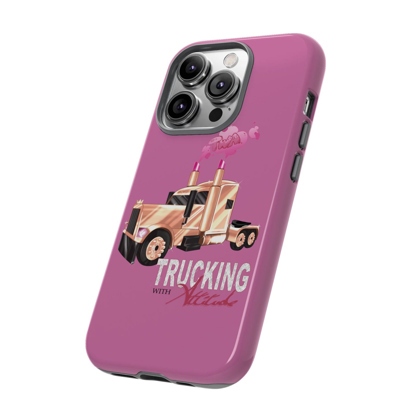 Trucking Phone Case - Tough Cases with Pink Truck Design
