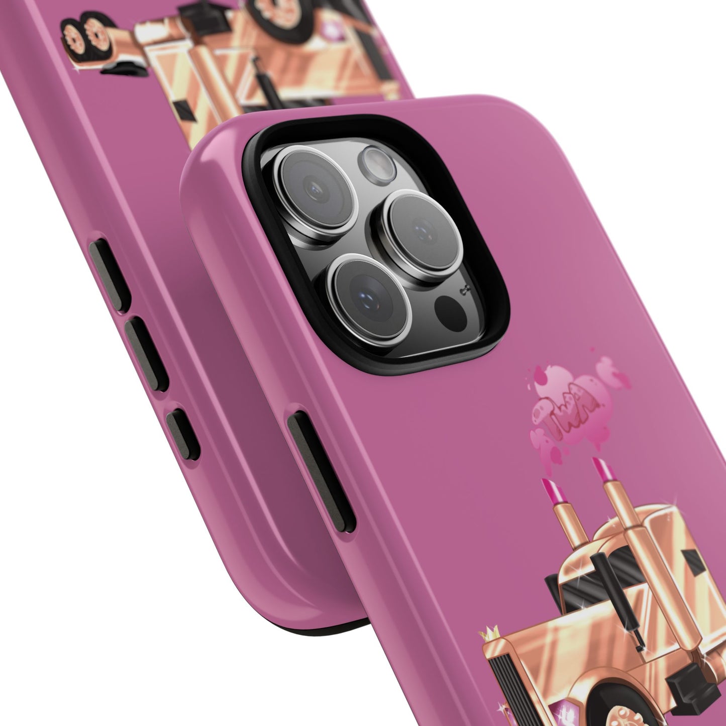 Trucking Phone Case - Tough Cases with Pink Truck Design