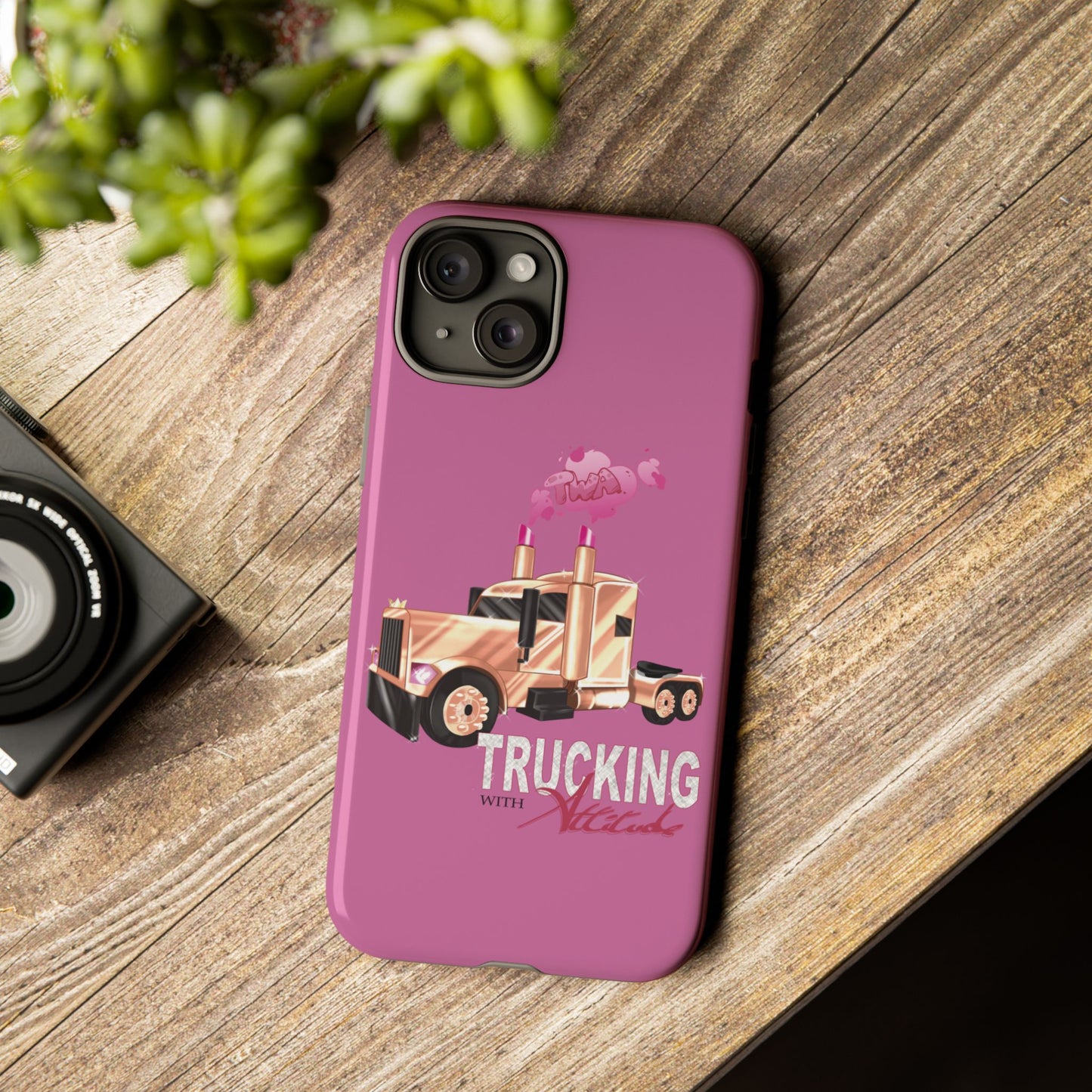 Trucking Phone Case - Tough Cases with Pink Truck Design