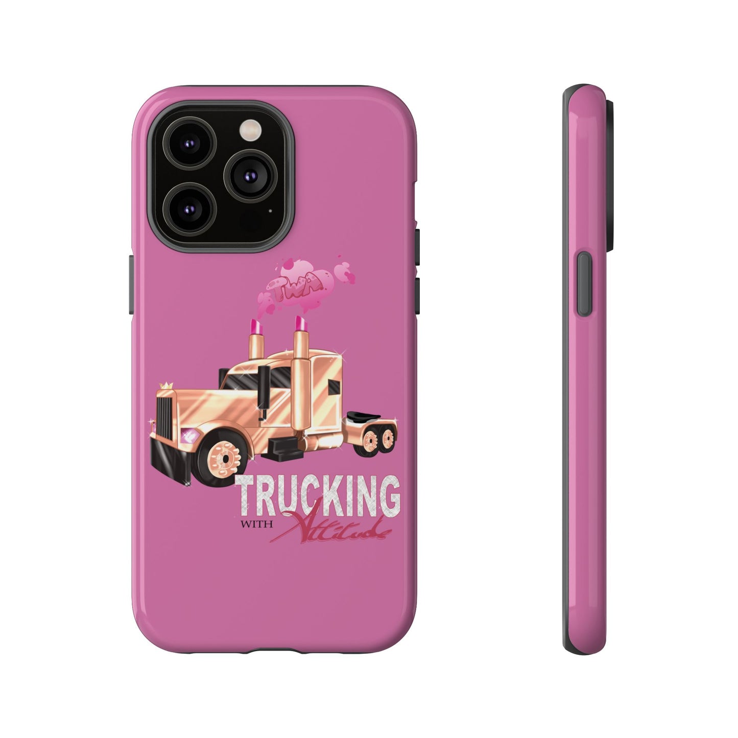 Trucking Phone Case - Tough Cases with Pink Truck Design