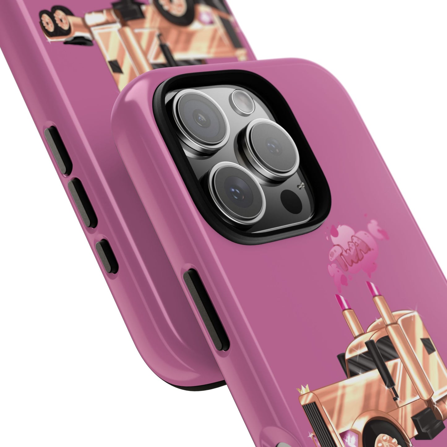 Trucking Phone Case - Tough Cases with Pink Truck Design