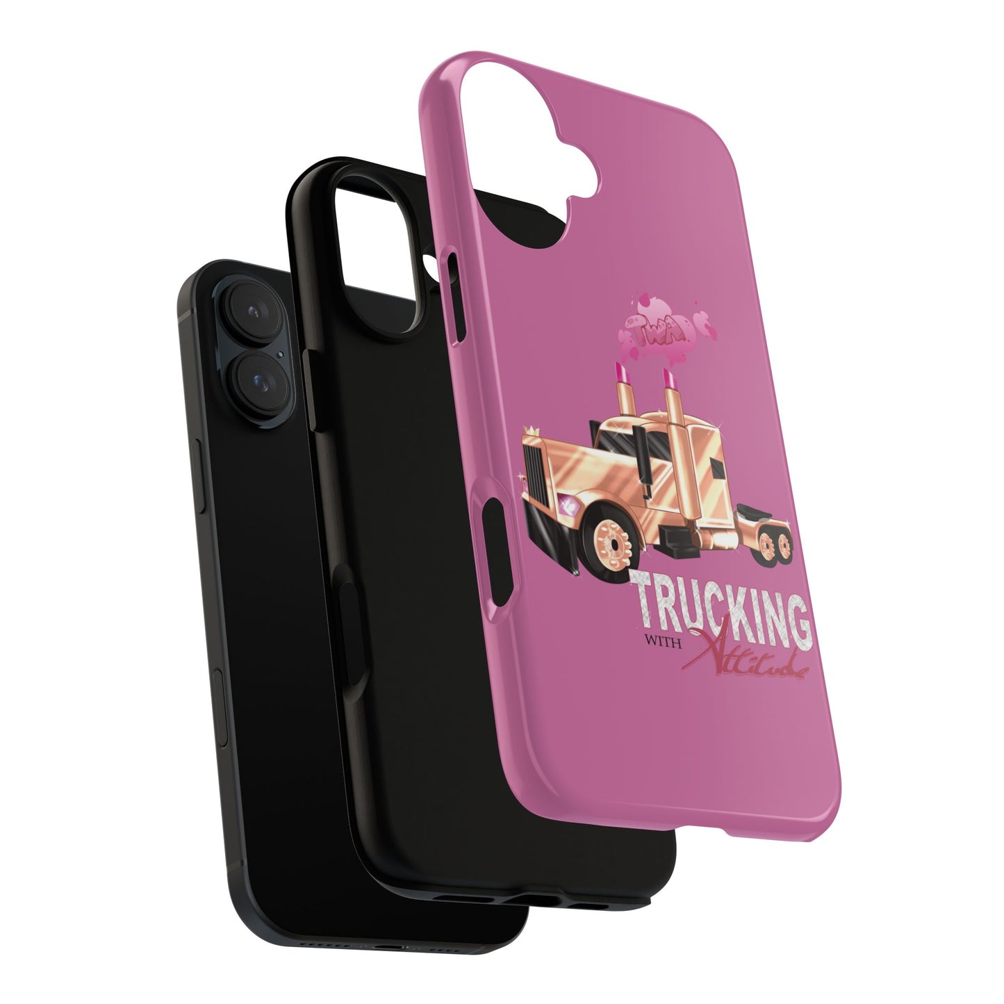 Trucking Phone Case - Tough Cases with Pink Truck Design