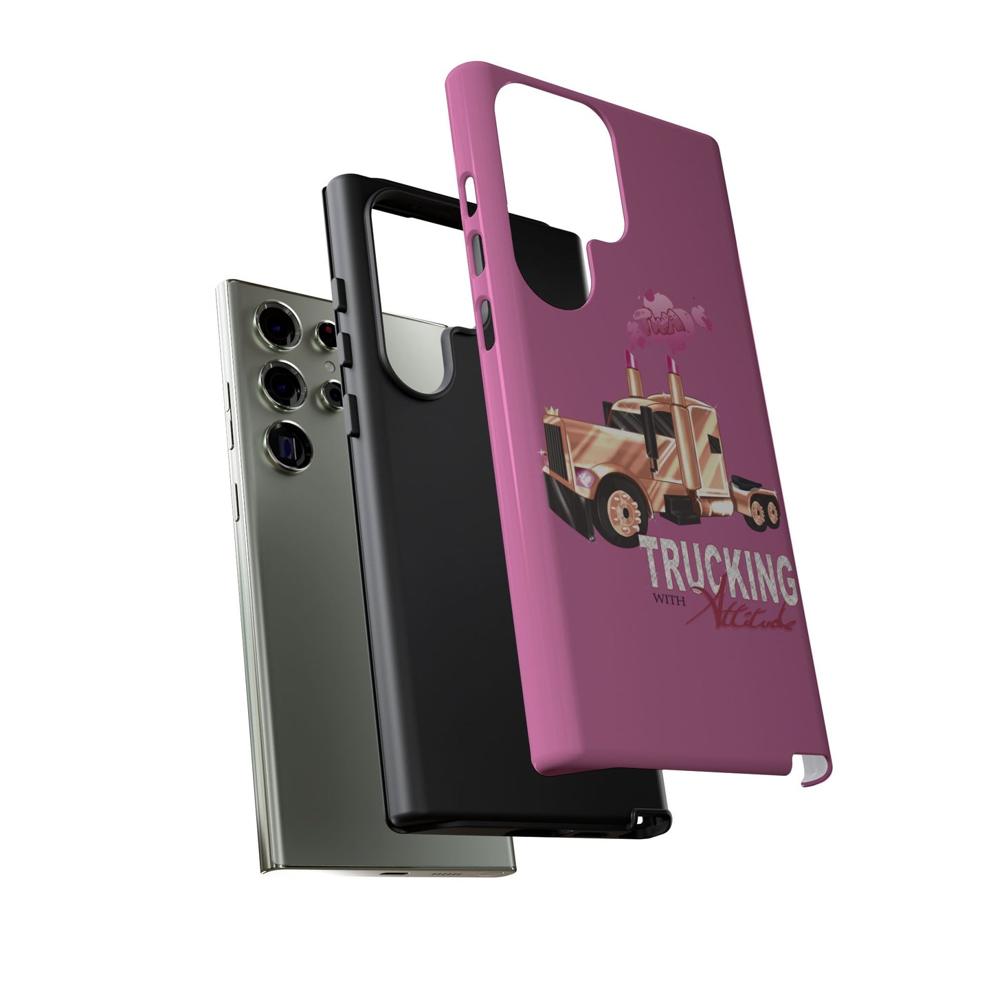 Trucking Phone Case - Tough Cases with Pink Truck Design