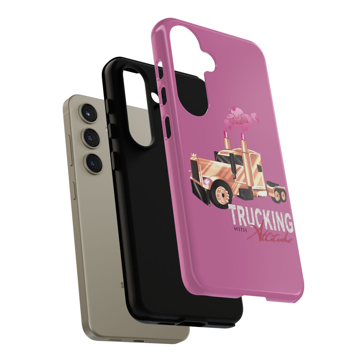Trucking Phone Case - Tough Cases with Pink Truck Design