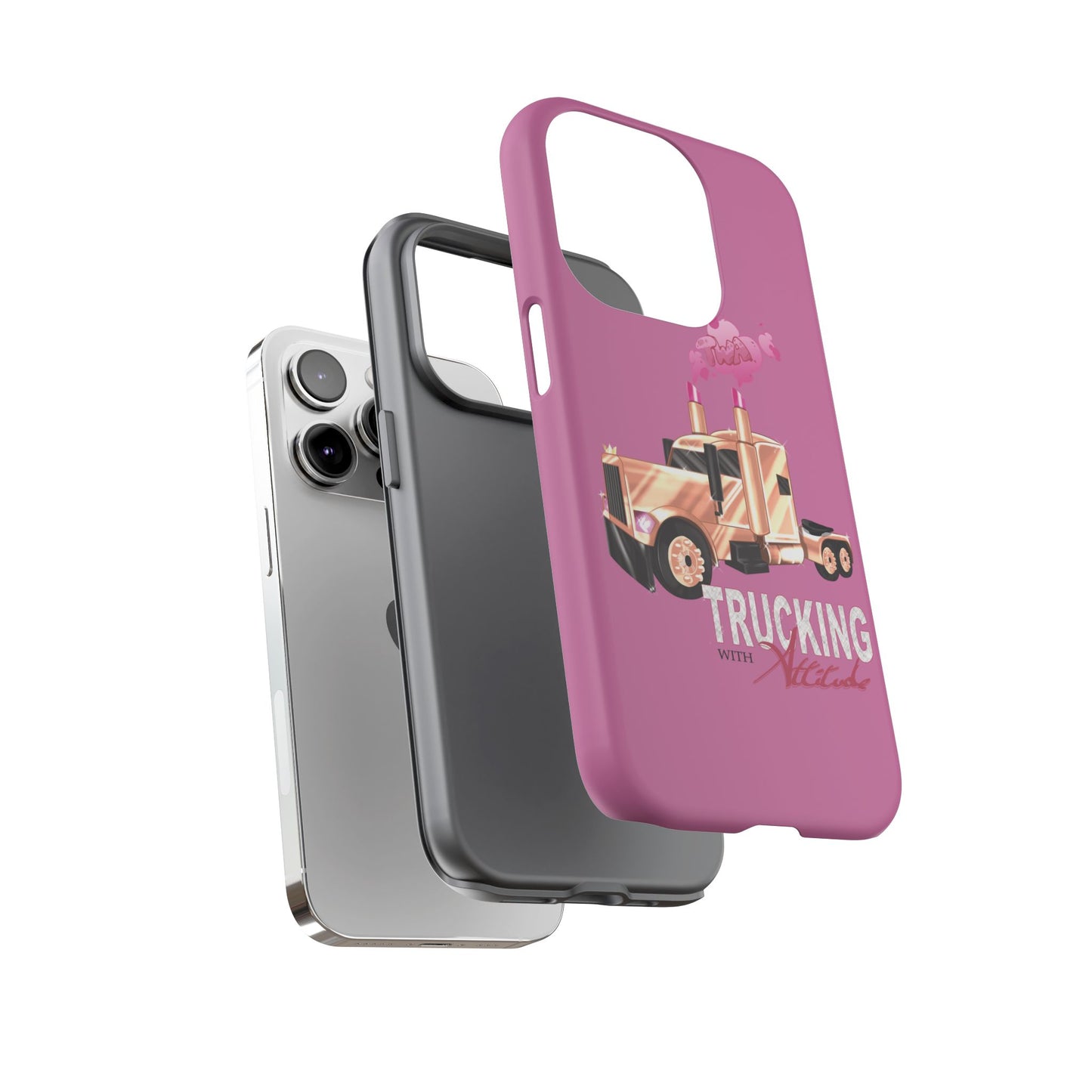 Trucking Phone Case - Tough Cases with Pink Truck Design