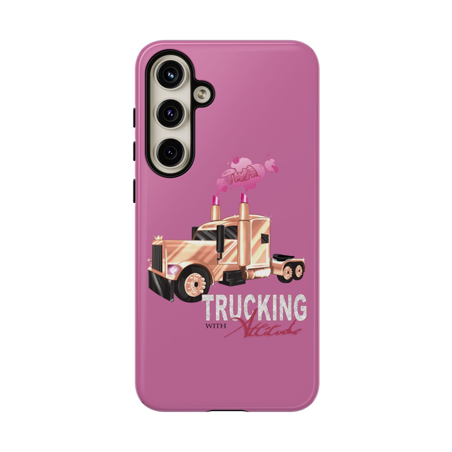 Trucking Phone Case - Tough Cases with Pink Truck Design