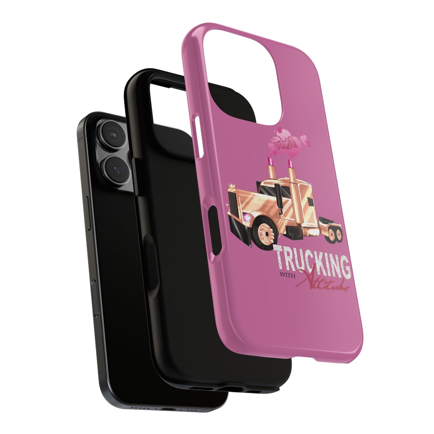 Trucking Phone Case - Tough Cases with Pink Truck Design