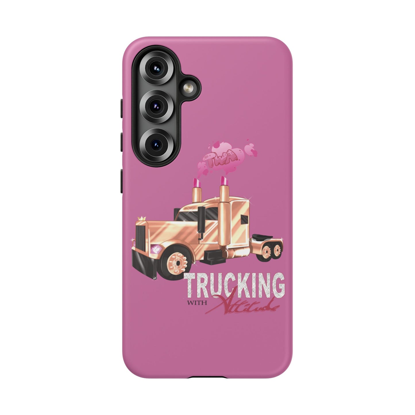 Trucking Phone Case - Tough Cases with Pink Truck Design