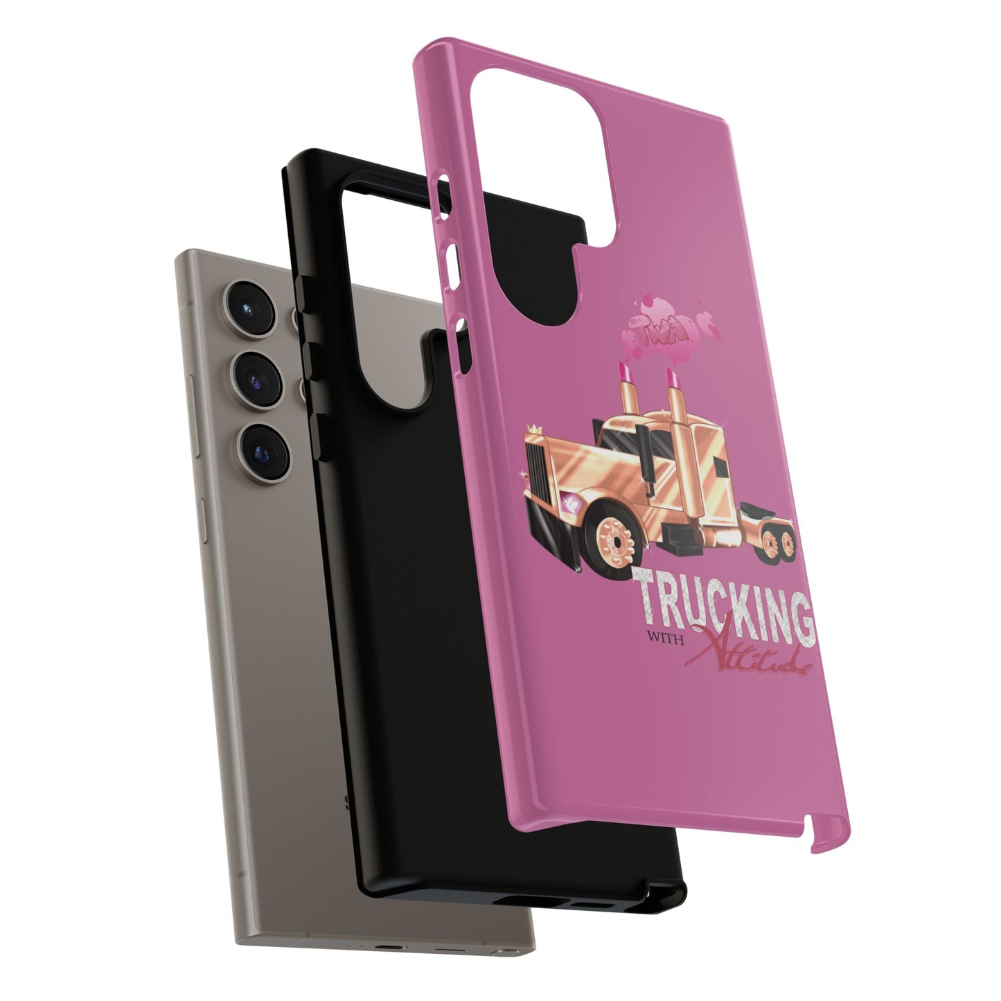 Trucking Phone Case - Tough Cases with Pink Truck Design