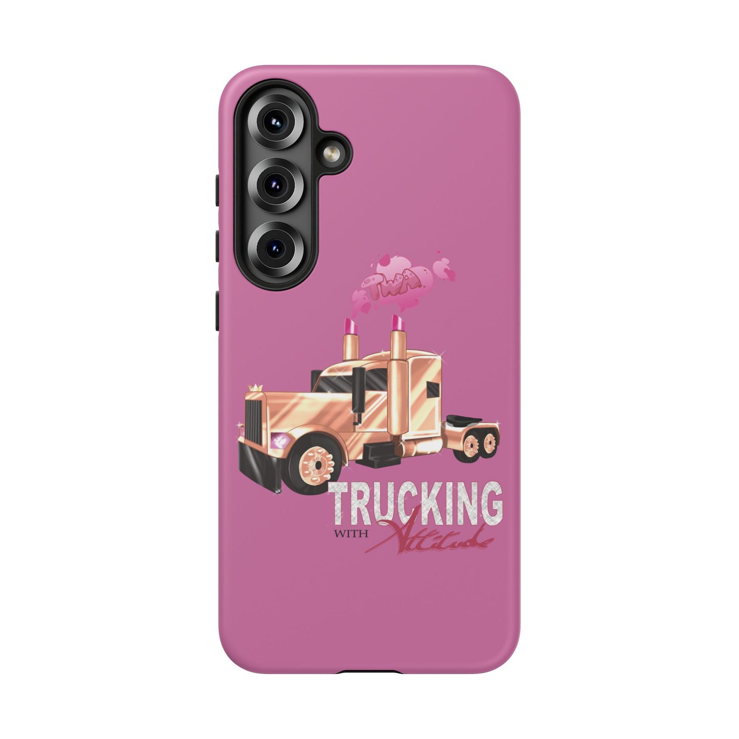 Trucking Phone Case - Tough Cases with Pink Truck Design