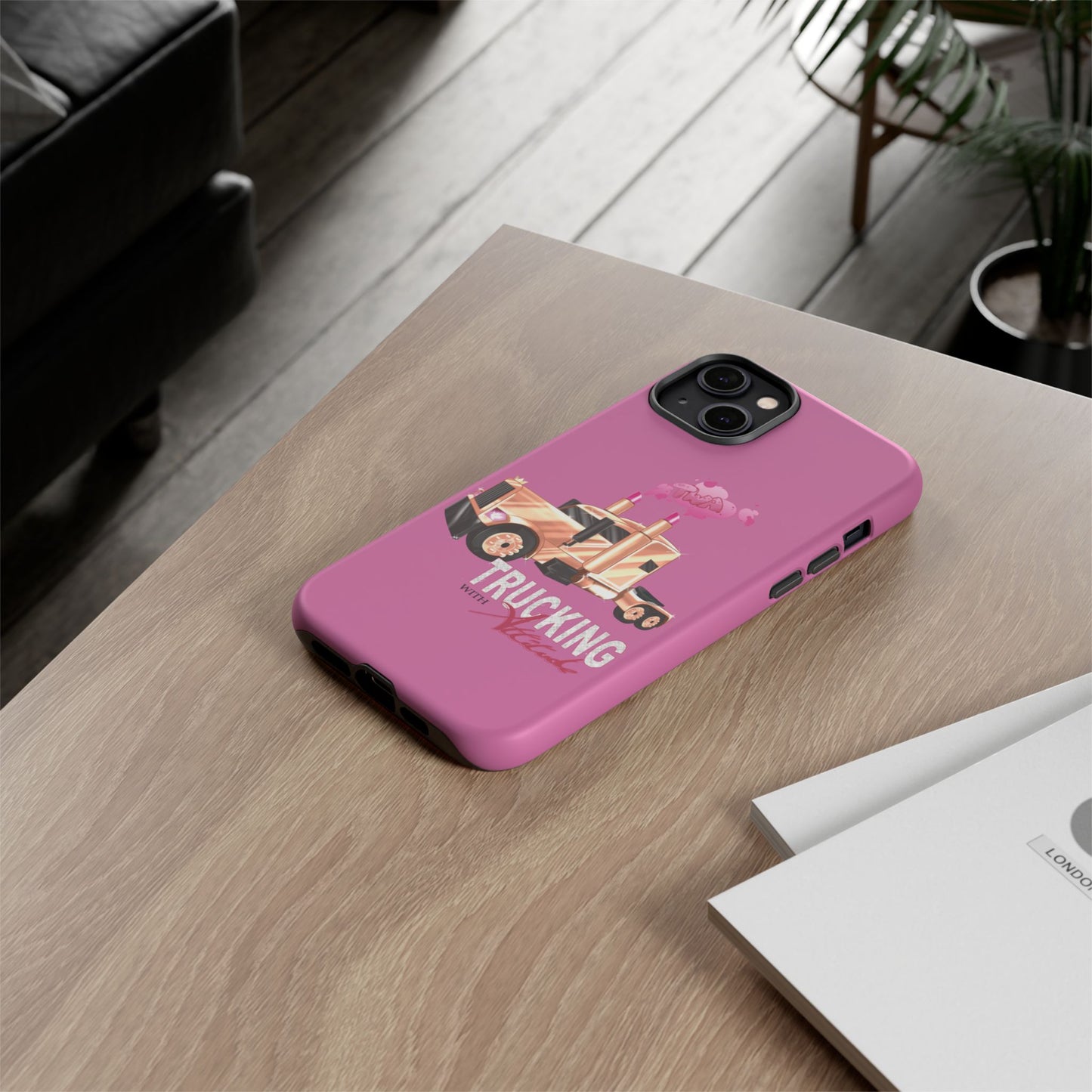 Trucking Phone Case - Tough Cases with Pink Truck Design