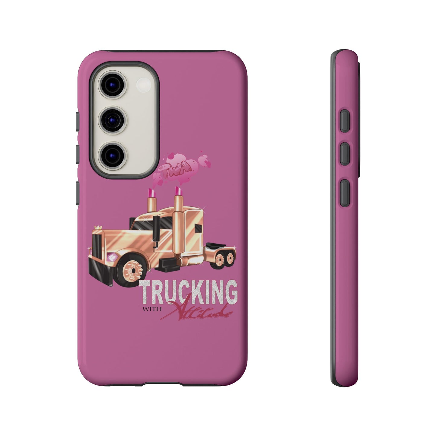 Trucking Phone Case - Tough Cases with Pink Truck Design