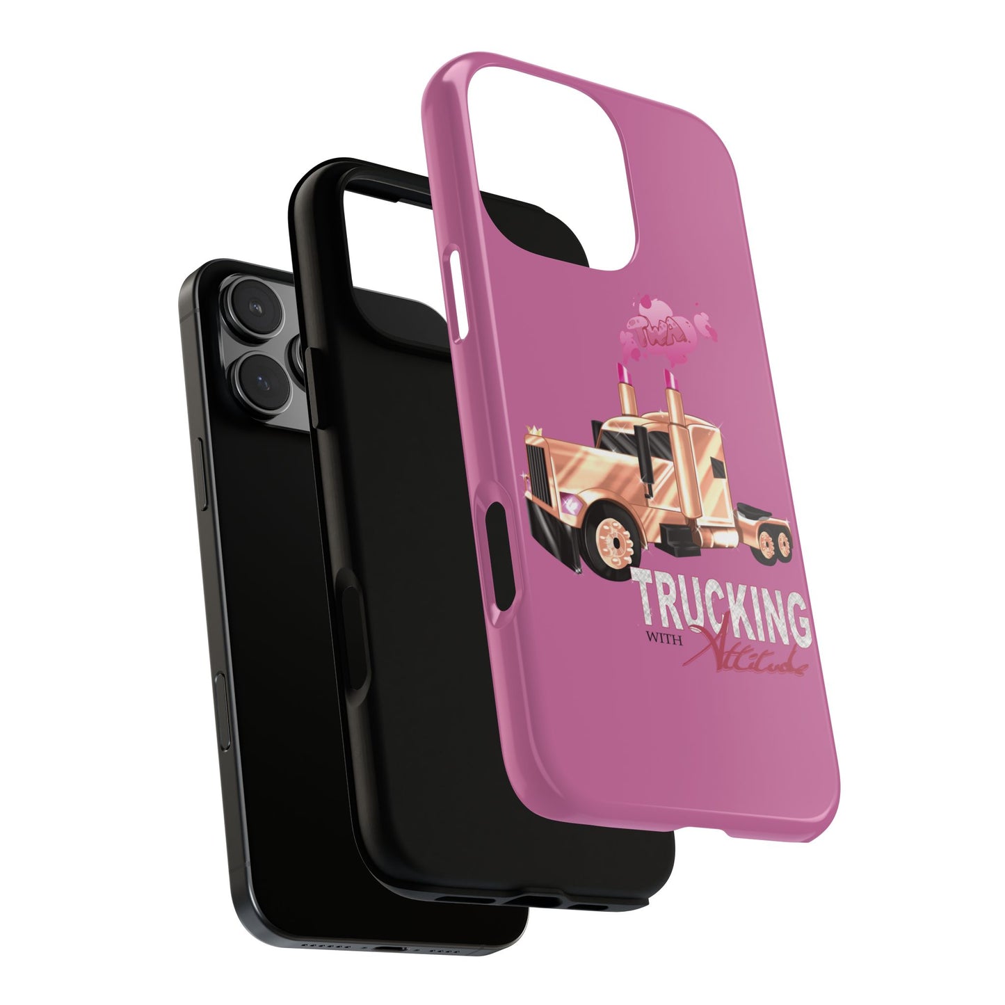 Trucking Phone Case - Tough Cases with Pink Truck Design