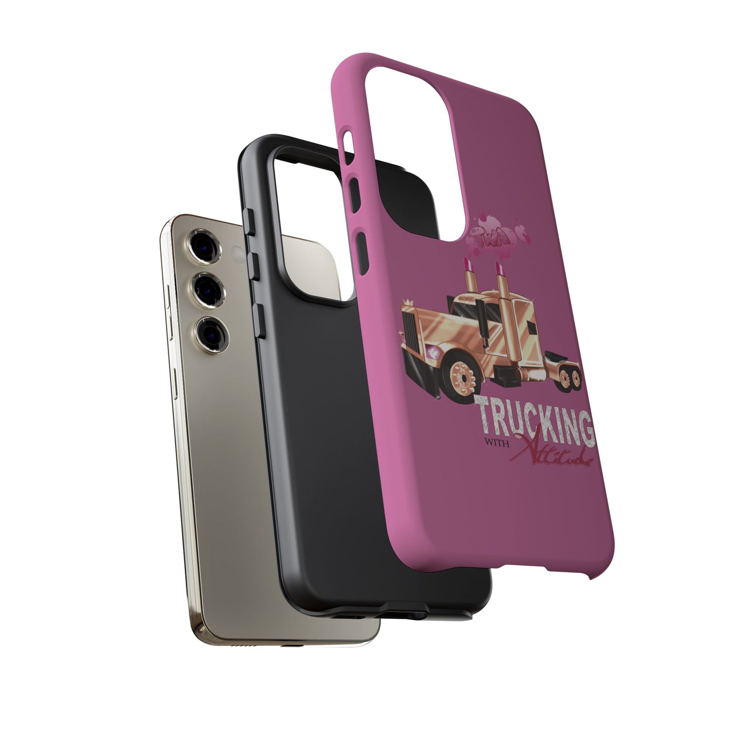 Trucking Phone Case - Tough Cases with Pink Truck Design