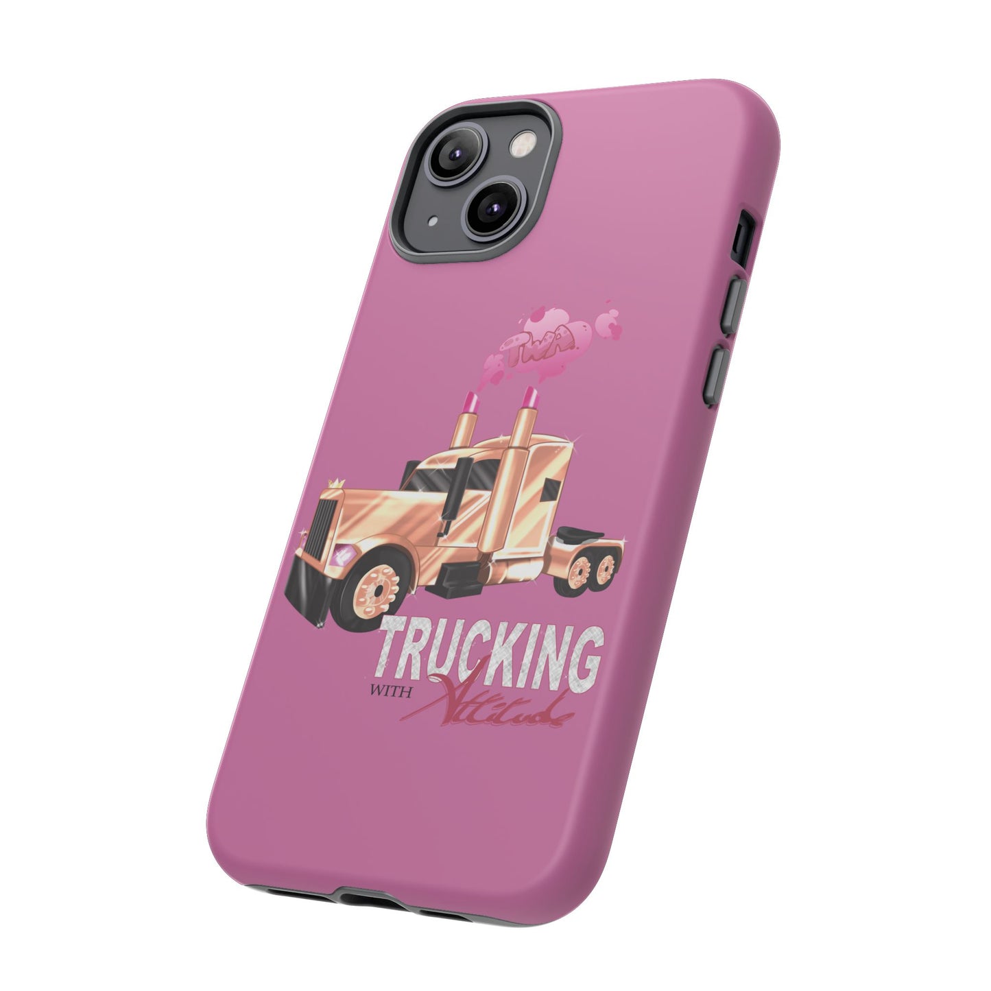 Trucking Phone Case - Tough Cases with Pink Truck Design