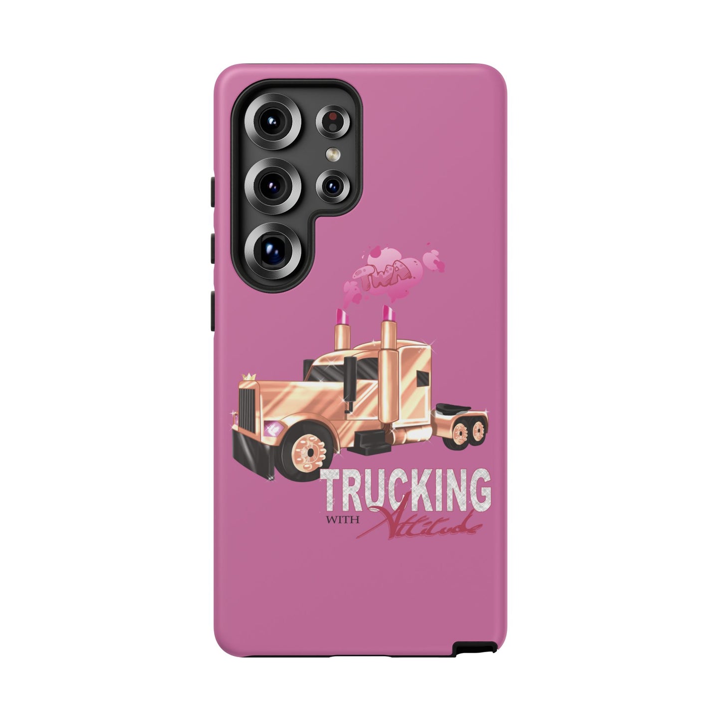 Trucking Phone Case - Tough Cases with Pink Truck Design