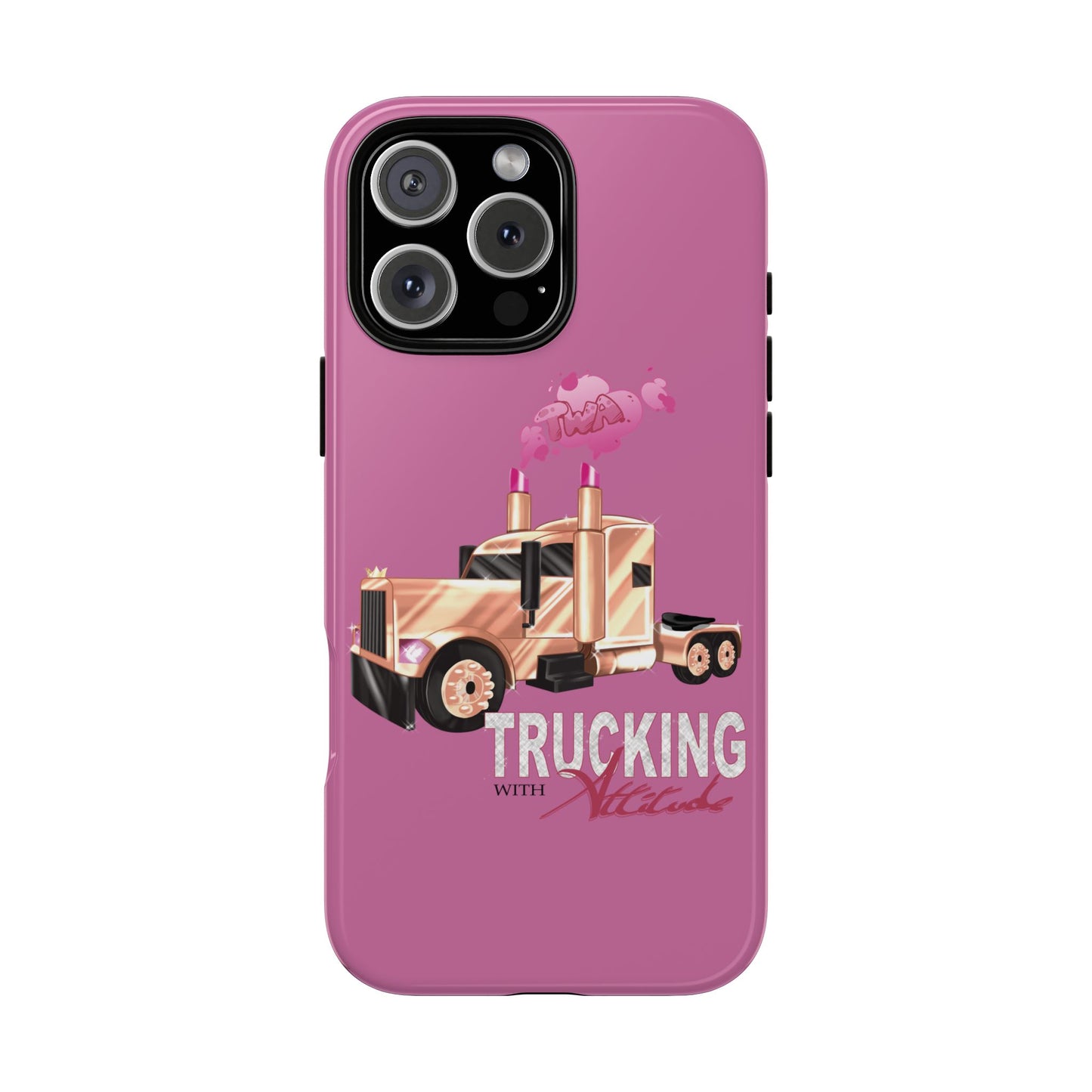Trucking Phone Case - Tough Cases with Pink Truck Design