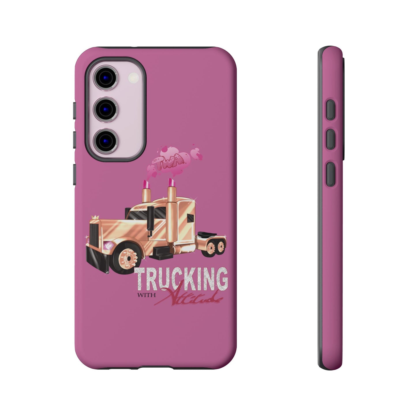 Trucking Phone Case - Tough Cases with Pink Truck Design