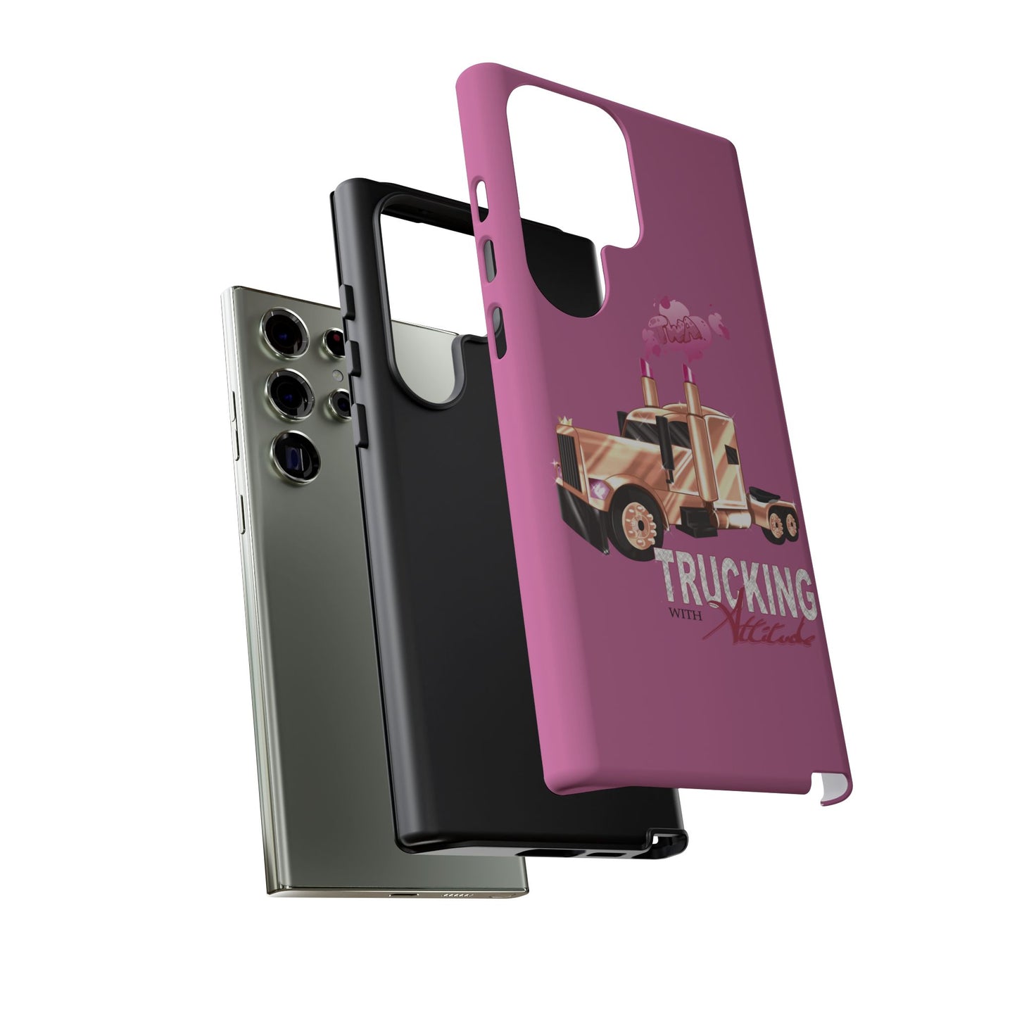 Trucking Phone Case - Tough Cases with Pink Truck Design