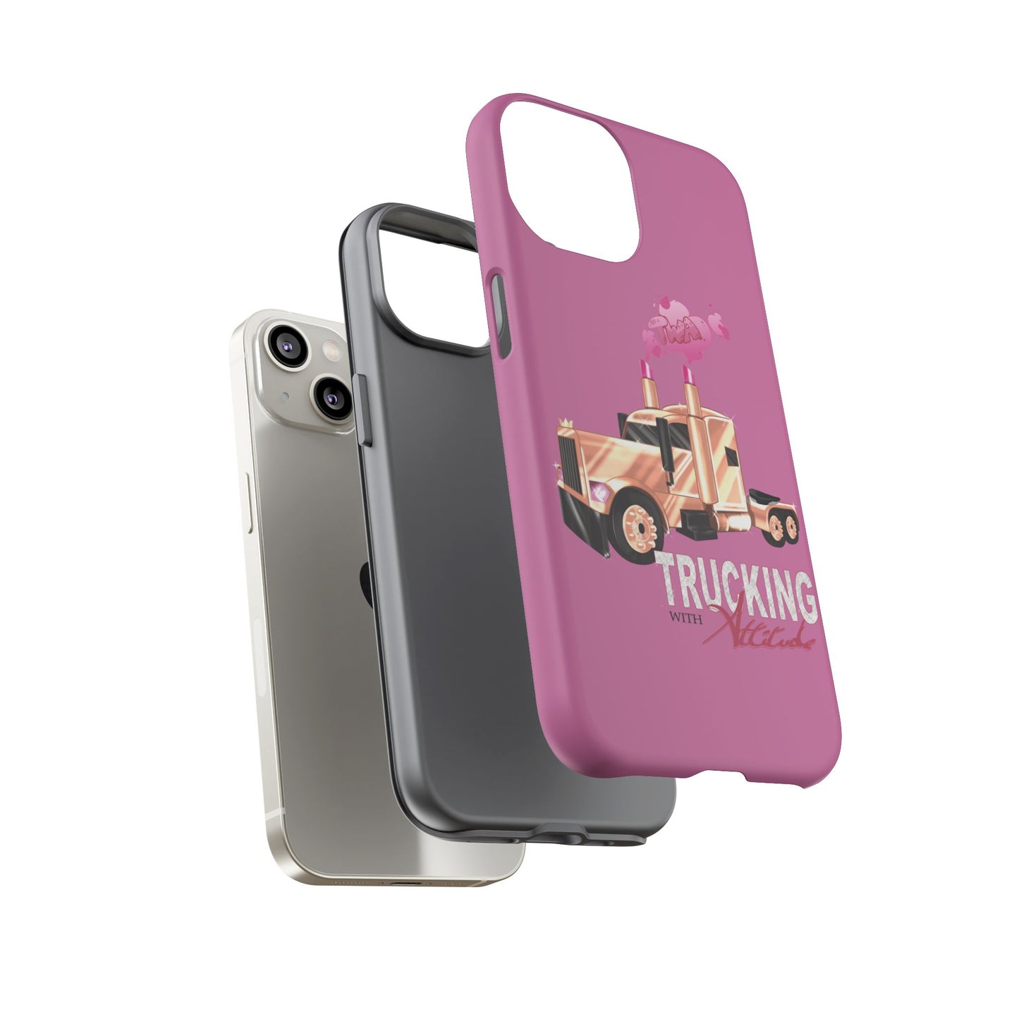 Trucking Phone Case - Tough Cases with Pink Truck Design