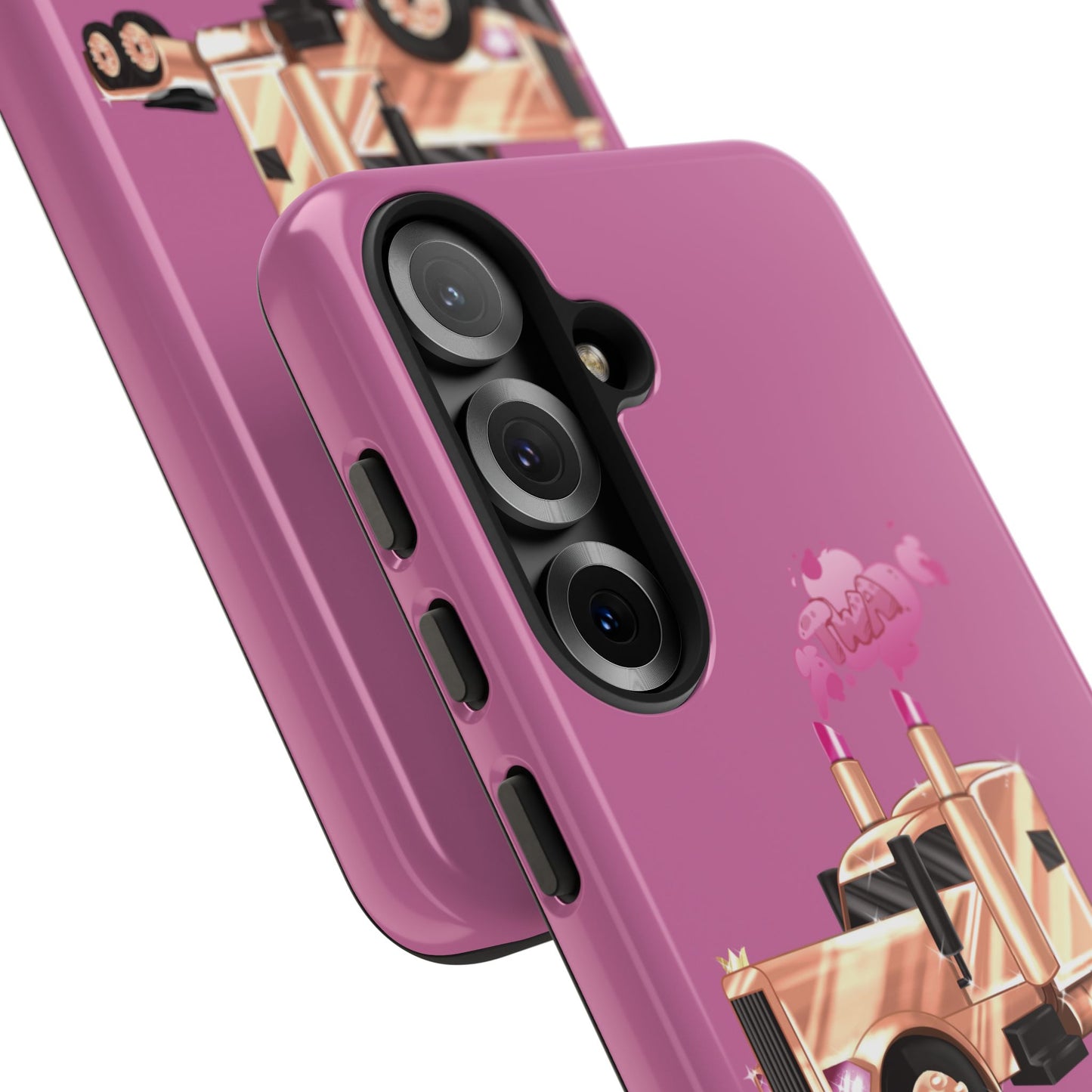 Trucking Phone Case - Tough Cases with Pink Truck Design