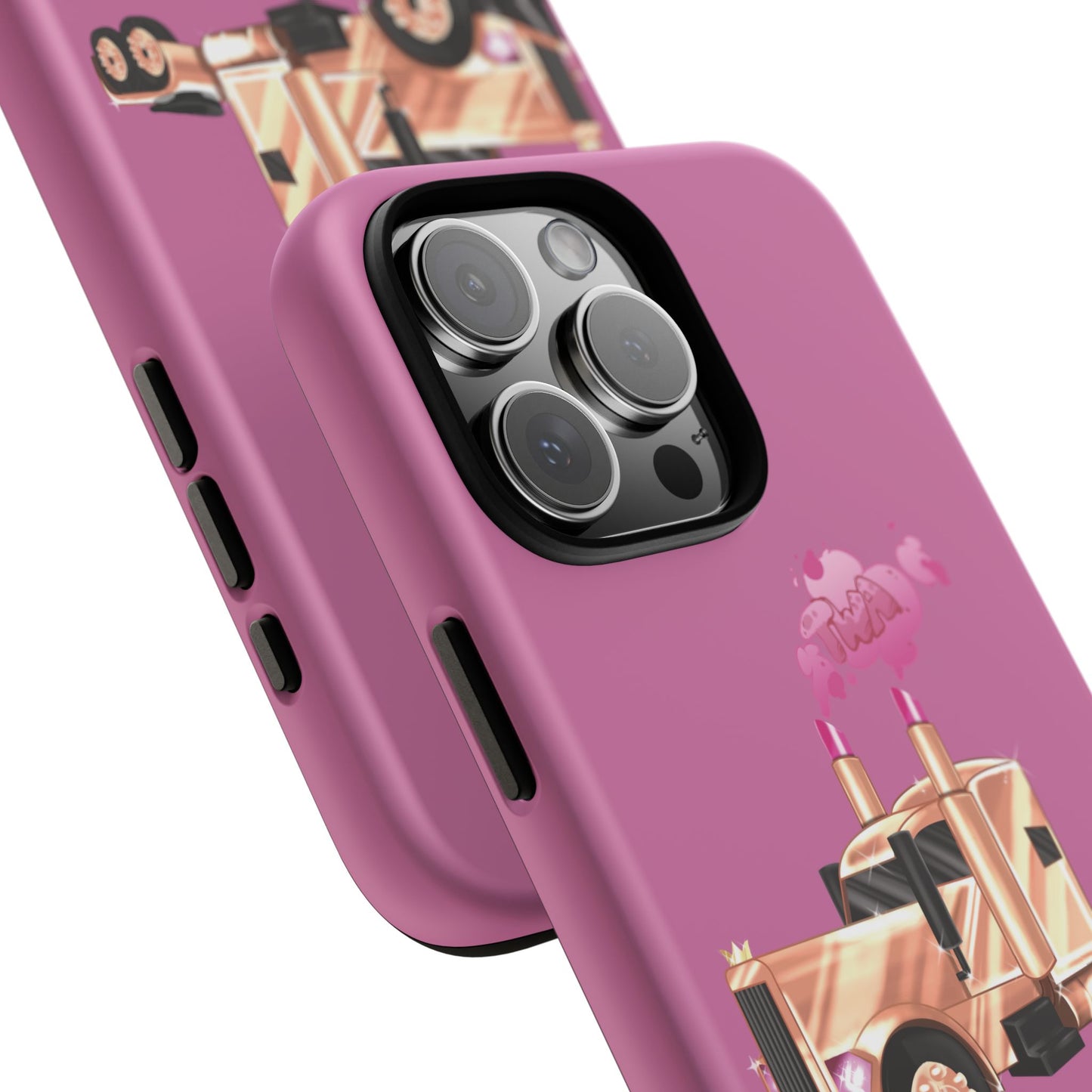 Trucking Phone Case - Tough Cases with Pink Truck Design