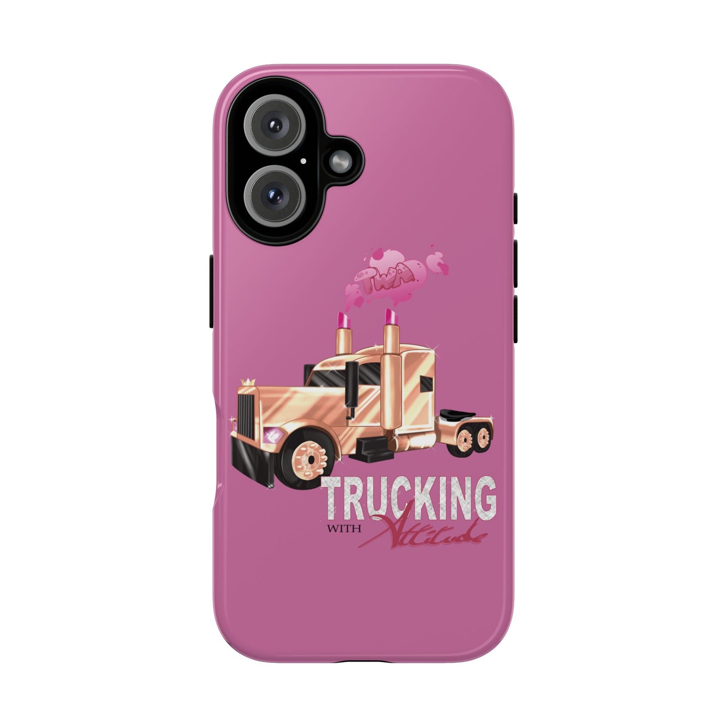 Trucking Phone Case - Tough Cases with Pink Truck Design
