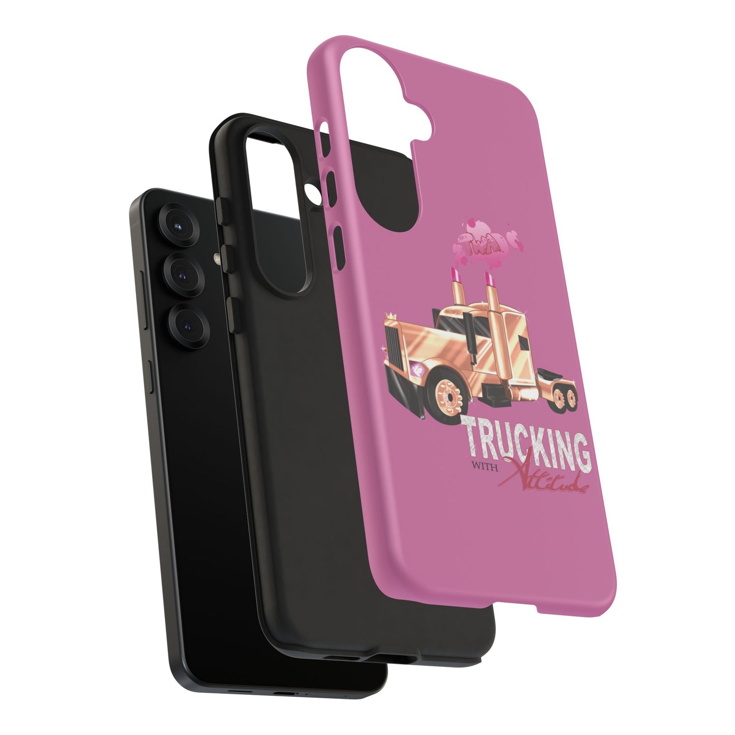 Trucking Phone Case - Tough Cases with Pink Truck Design