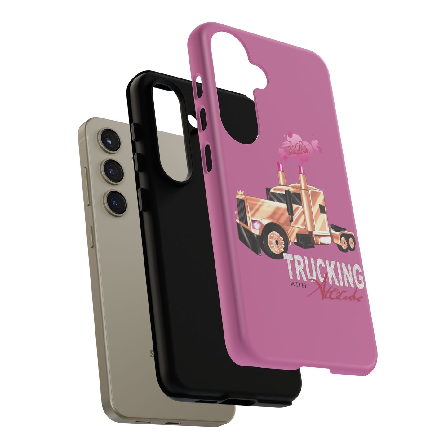 Trucking Phone Case - Tough Cases with Pink Truck Design