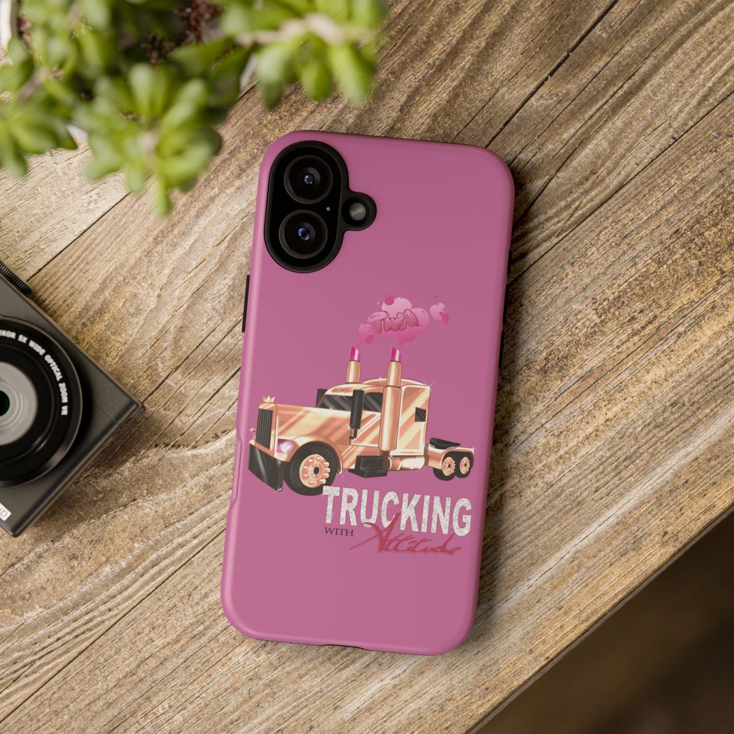 Trucking Phone Case - Tough Cases with Pink Truck Design