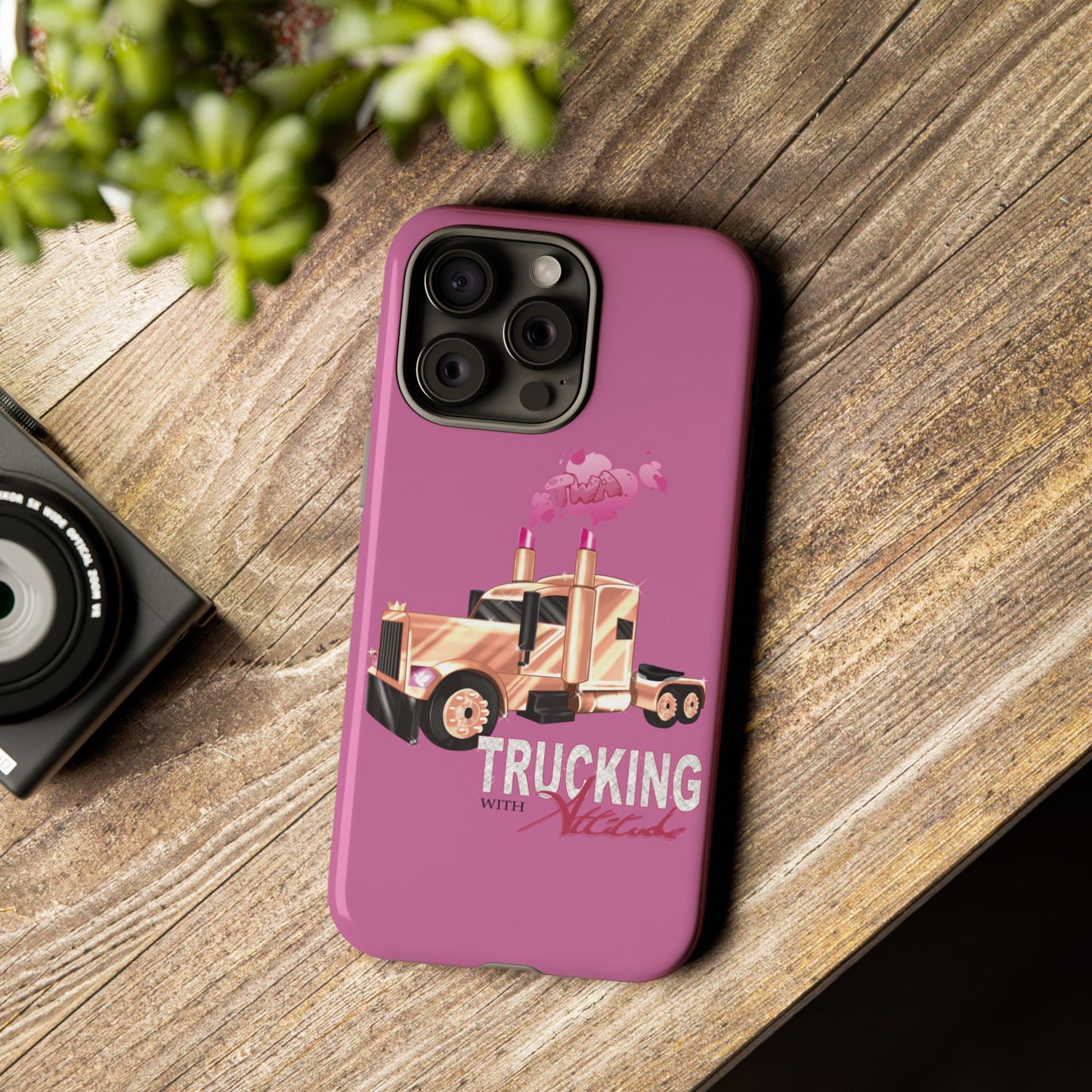 Trucking Phone Case - Tough Cases with Pink Truck Design