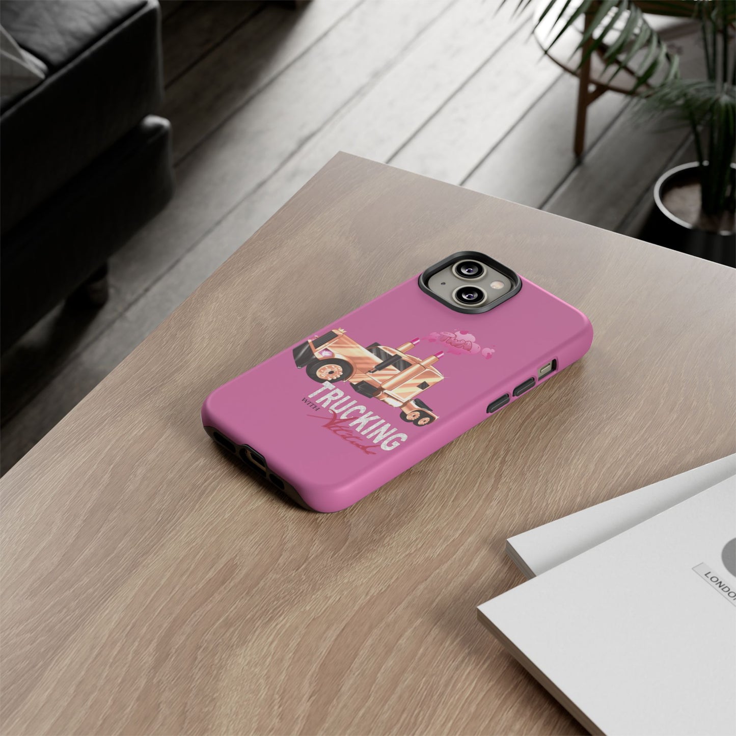Trucking Phone Case - Tough Cases with Pink Truck Design