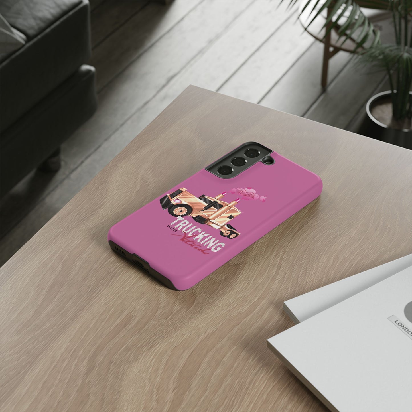 Trucking Phone Case - Tough Cases with Pink Truck Design