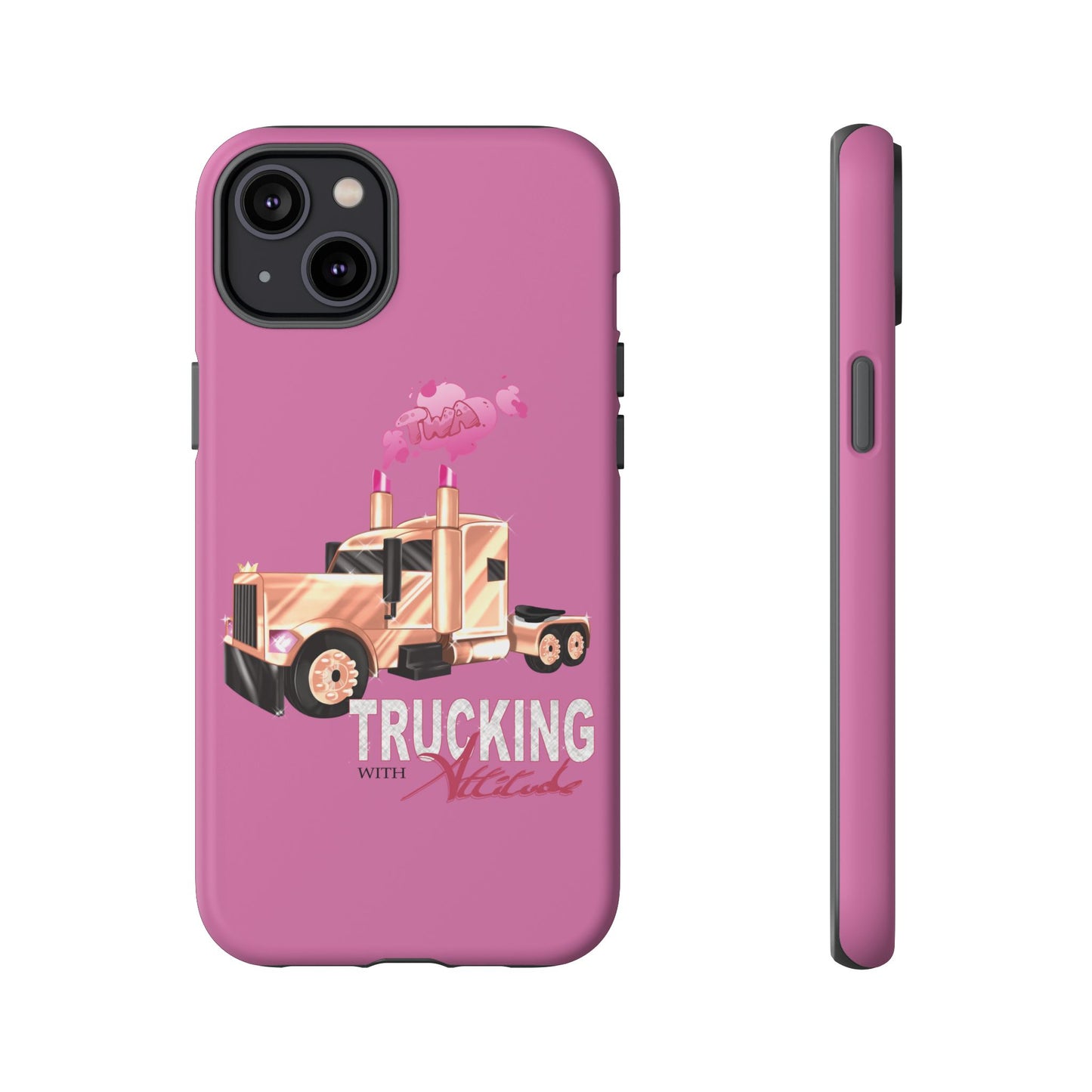 Trucking Phone Case - Tough Cases with Pink Truck Design