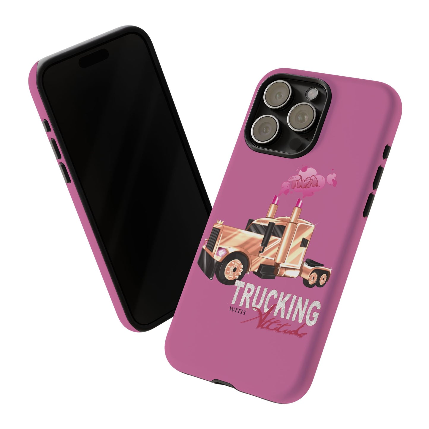 Trucking Phone Case - Tough Cases with Pink Truck Design