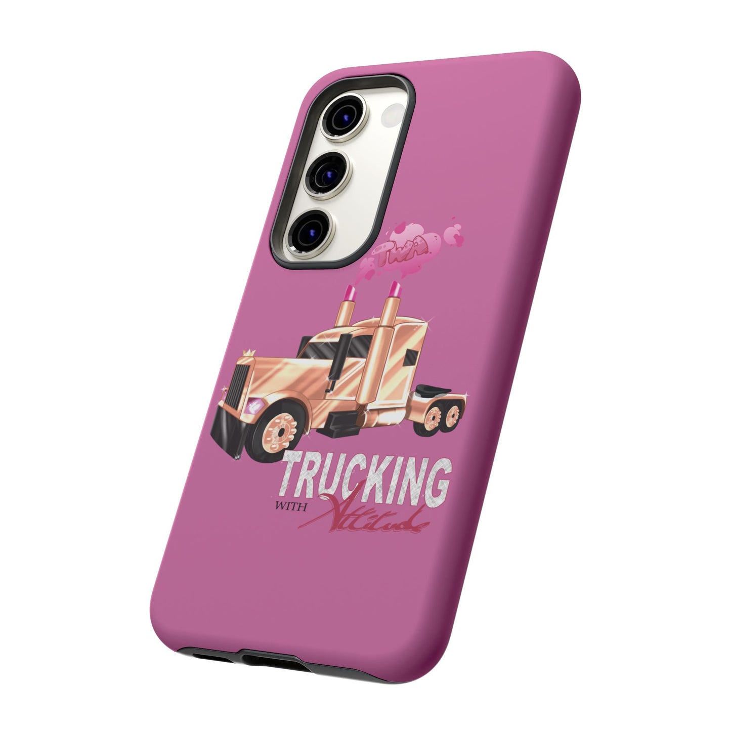 Trucking Phone Case - Tough Cases with Pink Truck Design