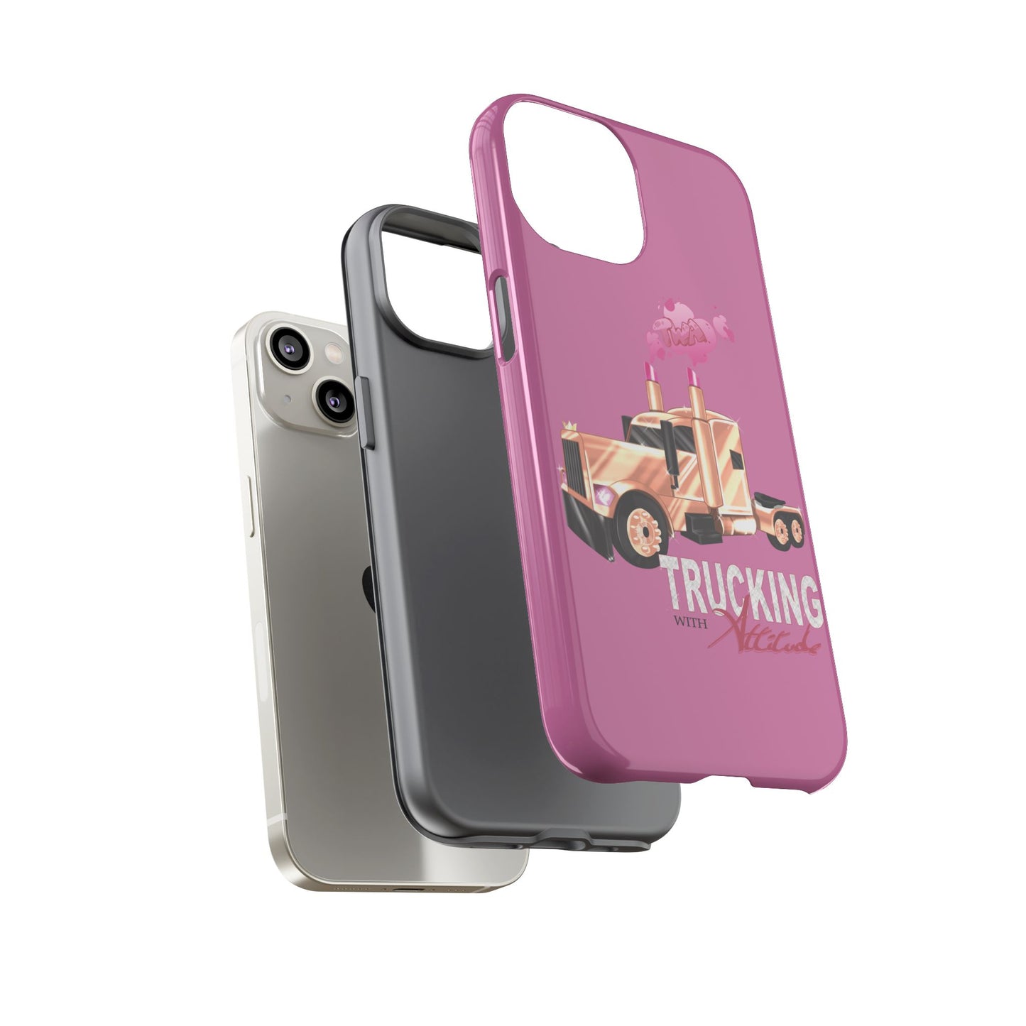 Trucking Phone Case - Tough Cases with Pink Truck Design
