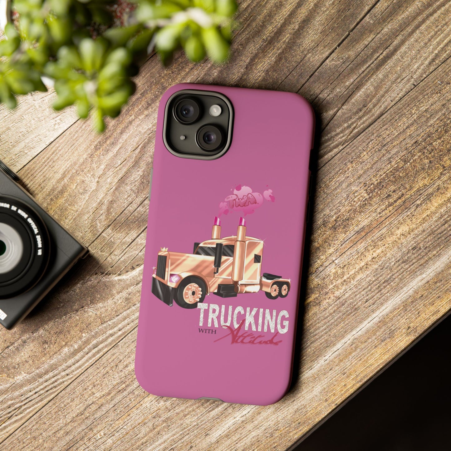 Trucking Phone Case - Tough Cases with Pink Truck Design