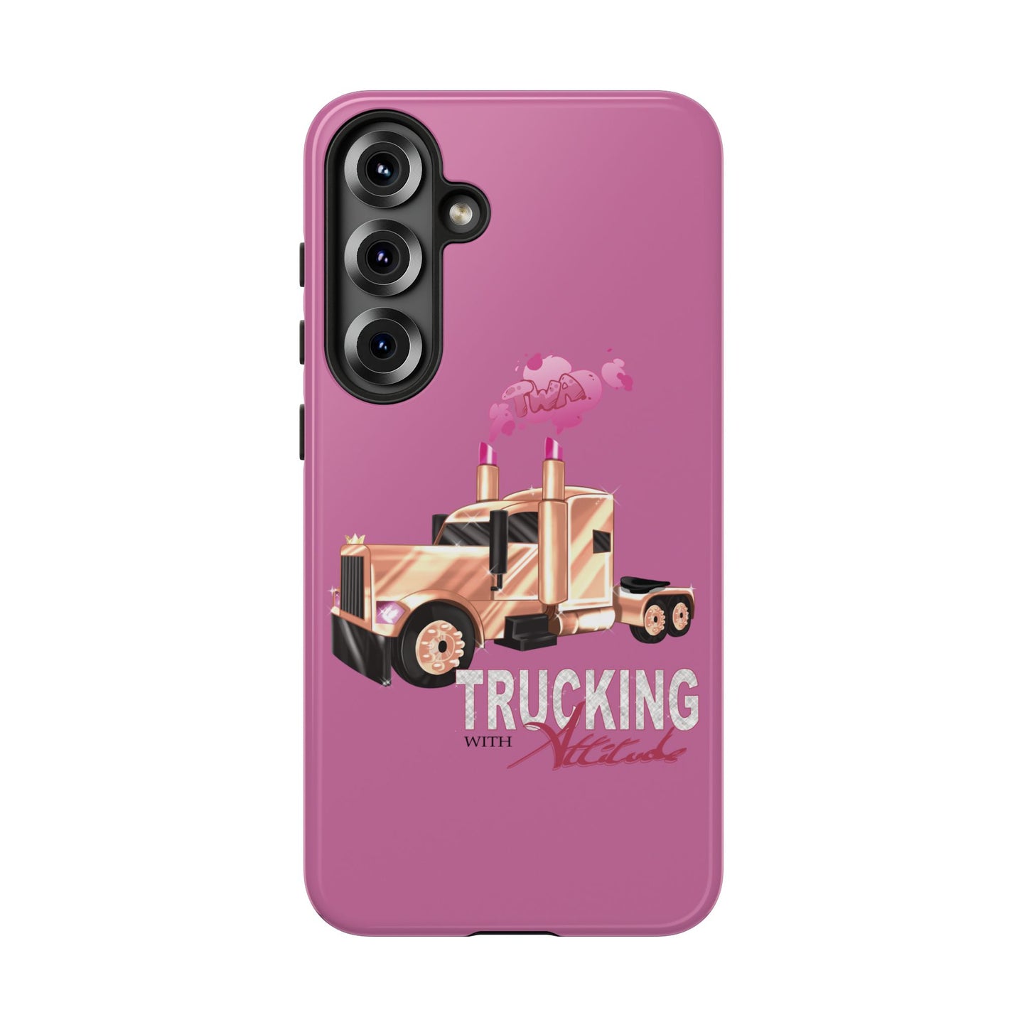 Trucking Phone Case - Tough Cases with Pink Truck Design