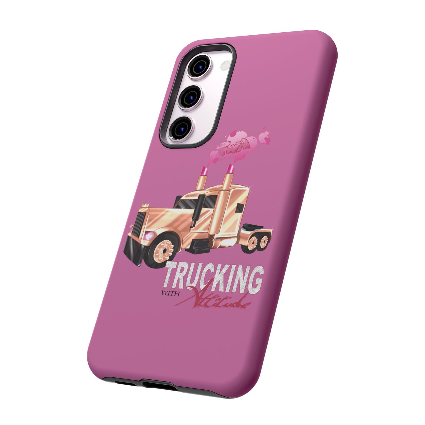Trucking Phone Case - Tough Cases with Pink Truck Design