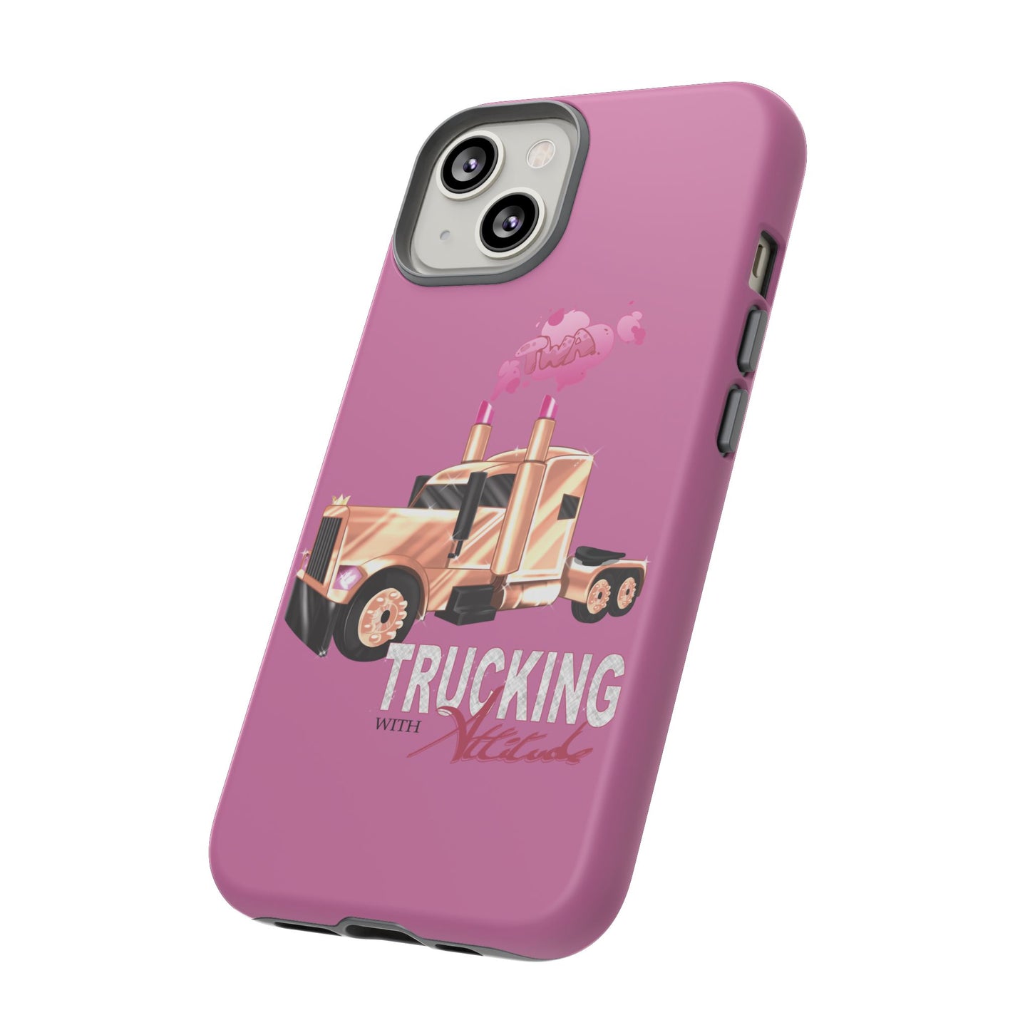 Trucking Phone Case - Tough Cases with Pink Truck Design